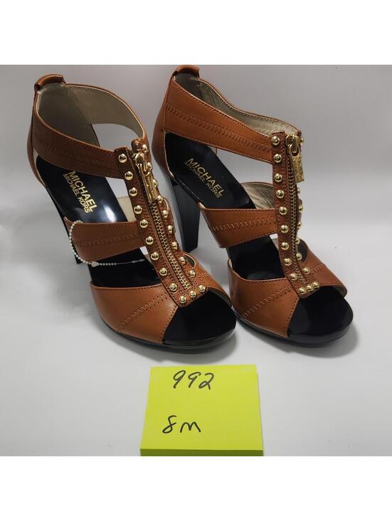 MICHAEL Michael Kors Shoes - MICHAEL Michael Kors Women’s Leather Strappy Open Toe Zip Studded Brown 8M